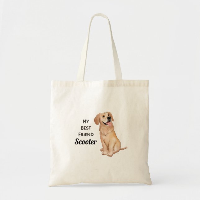 Bolso De Tela Golden Retriever My Best Friend Custom Name  (Frente)