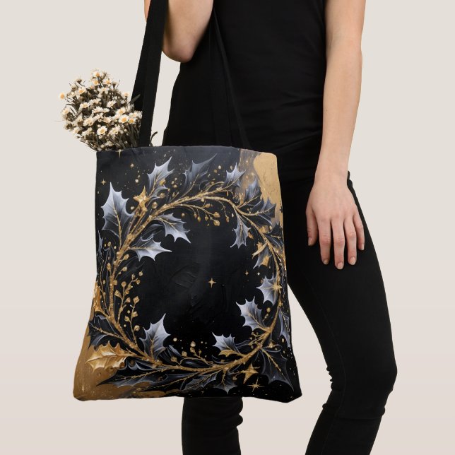 Bolso De Tela Golden Wreath Glam Holiday Tote Bag (Detalle)