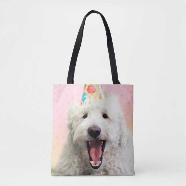 Bolso De Tela Goldendoodle Con Fiesta Gorra (Anverso)