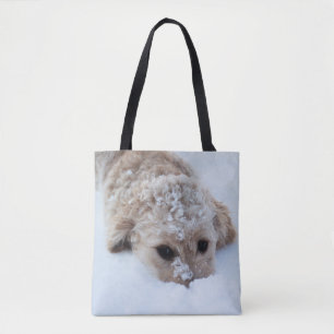 Bolso De Tela Goldendoodle Con Nariz En Nieve