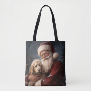 Bolso De Tela Goldendoodle con Navidades festivos de Santa Claus