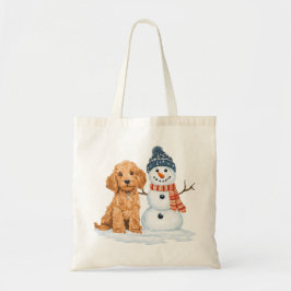 Bolso De Tela Goldendoodle de invierno perro muñeco de nieve lin