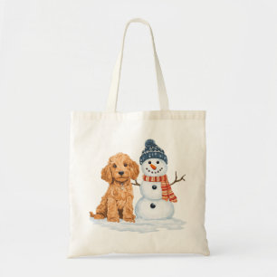 Bolso De Tela Goldendoodle de invierno perro muñeco de nieve lin