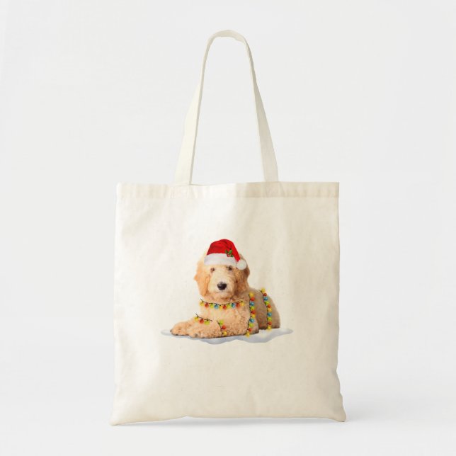 Bolso De Tela Goldendoodle Dog Tree Christmas Sweater Xmas Pet D (Frente)