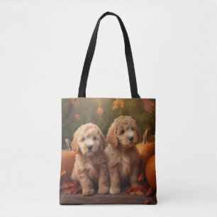 Bolso De Tela Goldendoodle Puppy Autumn Delight Pumpkin