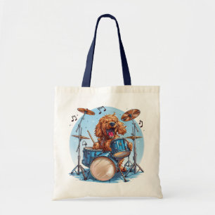 Bolso De Tela Goldendoodle tocando la batería