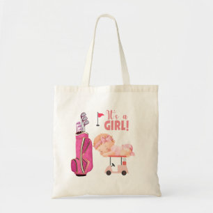 Bolso De Tela Golf es chica para la niña de oro tema rosado