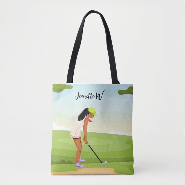 Bolso De Tela Golf Mujeres golfista elegante fin de semana Tote  (Anverso)