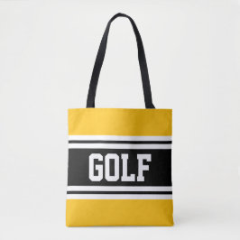 Bolso De Tela GOLF Sporty Fun Yellow Black White Carreras Strips