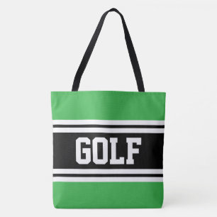 Bolso De Tela GOLF Verde Atlético Negro Blanco Rayas de Carreras