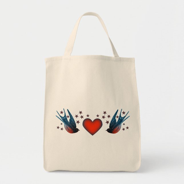 Bolso De Tela Golondrinas y estrellas (Frente)