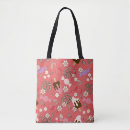 Bolso De Tela Golosinas Dulces y Saladas Patrón Rojo