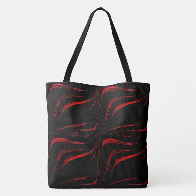 Bolso De Tela Golpes rojos ondulados sobre fondo negro (Reverso)