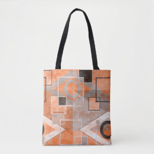 Bolso De Tela Goma gris naranja geométrico elegante