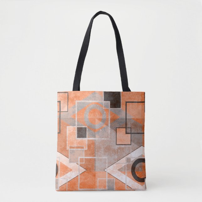 Bolso De Tela Goma gris naranja geométrico elegante (Anverso)
