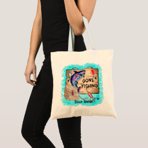 Bolso De Tela Gone Fishing custom name tote bag