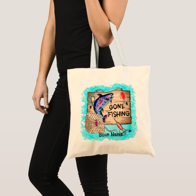Bolso De Tela Gone Fishing custom name tote bag (Anverso (producto))