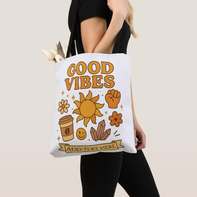 Bolso De Tela Good Vibes Only – Editable Art (Detalle)