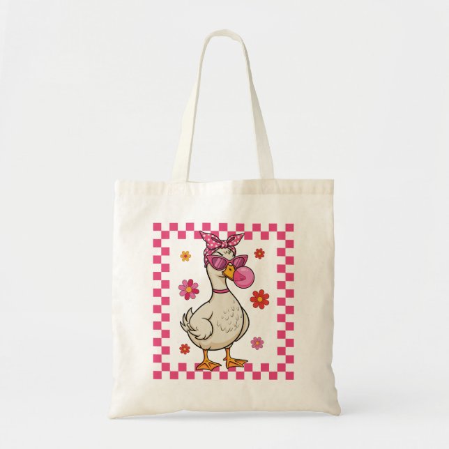 Bolso De Tela Goose retro con gafas de sol y bubblegum (Frente)
