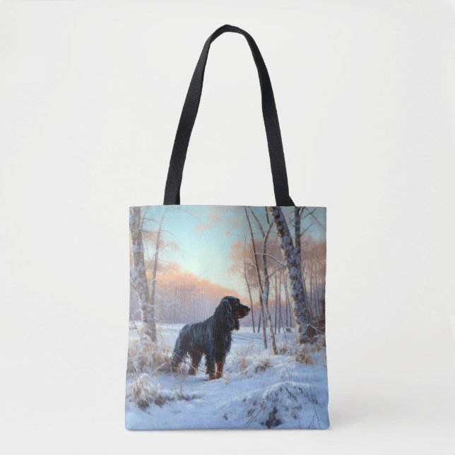 Bolso De Tela Gordon Setter Deja que nieve Navidad (Anverso)