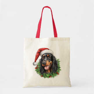 Bolso De Tela Gordon Setter Navidad Wreath