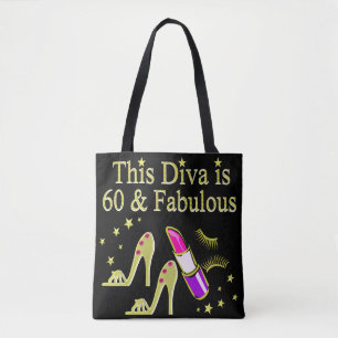 BOLSO DE TELA GORGEOUS GOLD 60TH CUMPLEAÑOS DISEÑO DE ALTO CORAZ