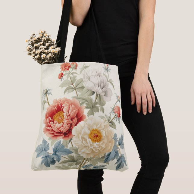 Bolso De Tela Gorgeous Peonies Seamless Pattern (Detalle)