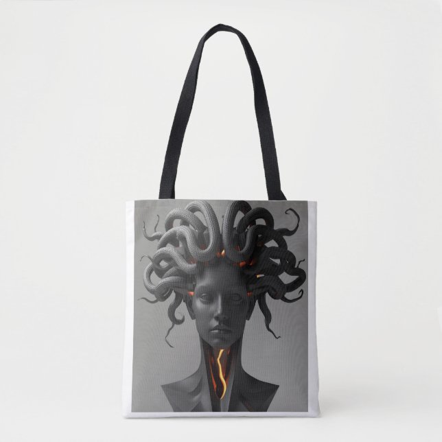 Bolso De Tela Gorgon Abstract Graphite Tote Bag (Anverso)
