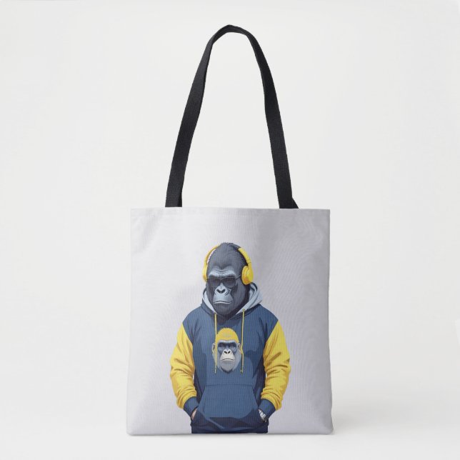 Bolso De Tela Gorila con Hoodie Funny Carácter Animal De Guay (Anverso)
