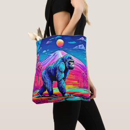 Bolso De Tela Gorila de Neon vibrante en una jungla surrealista