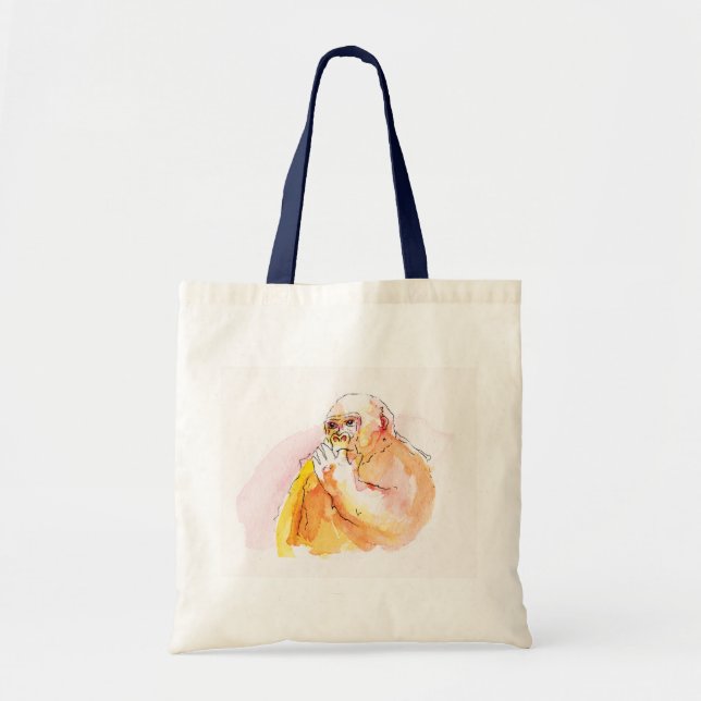 Bolso De Tela Gorilla sucking fingers Tote bag 指しゃぶりのゴリラトートバッグ (Frente)