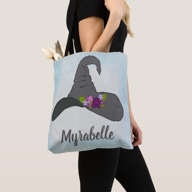 Bolso De Tela Gorra de bruja con flores personalizadas (Detalle)