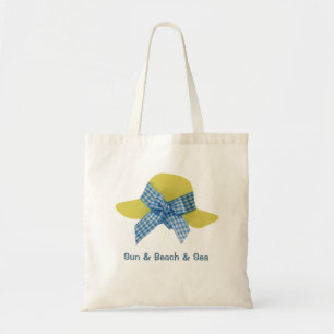 Bolso De Tela Gorra de paja de mujeres amarillas y azules