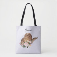 Gorra marrón de vaca con flores rosadas