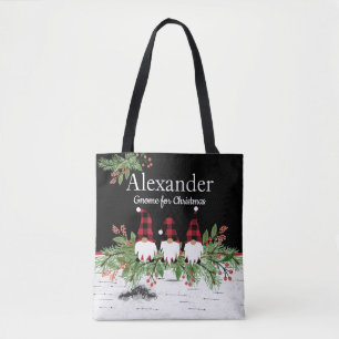 Bolso De Tela Gorra Rojo Buffaloe Plaid Gnomes Garland Aspen
