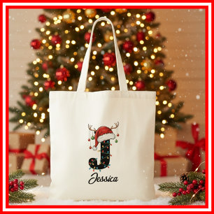 Bolso De Tela Gorrito de Santa con Cuernos de Navidad para la Fa
