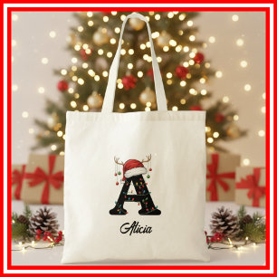 Bolso De Tela Gorrito de Santa con Cuernos de Navidad para la Fa