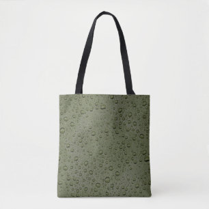 Bolso De Tela Gotas de agua verde oliva