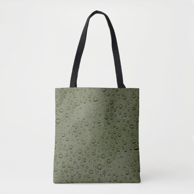 Bolso De Tela Gotas de agua verde oliva (Anverso)
