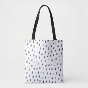 Bolso De Tela Gotas de lluvia color agua, patrón índigo sin cost