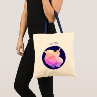 Bolso De Tela Gotas de lluvia de flores de rosa blanca personali