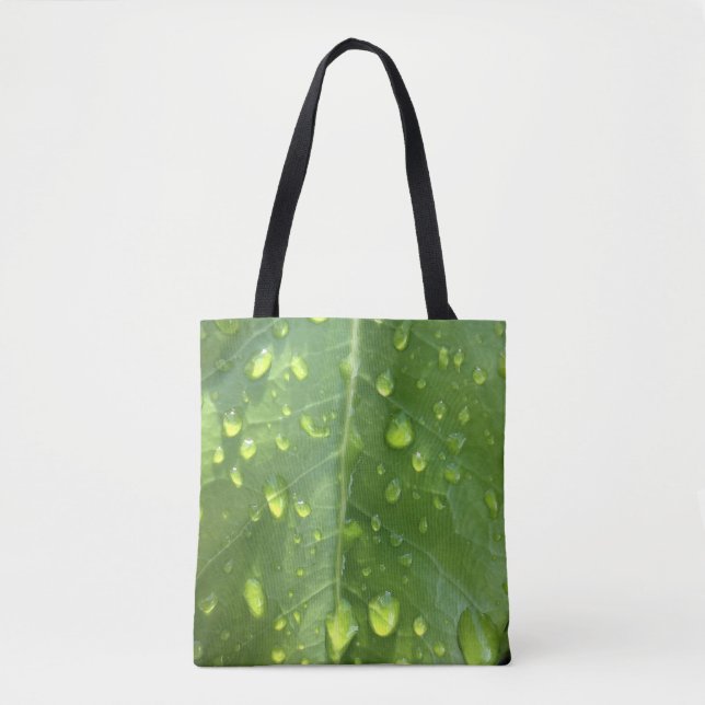 Bolso De Tela Gotas de lluvia en la hoja (Anverso)