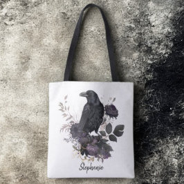 Bolso De Tela Gothic Raven & Midnight Blooms