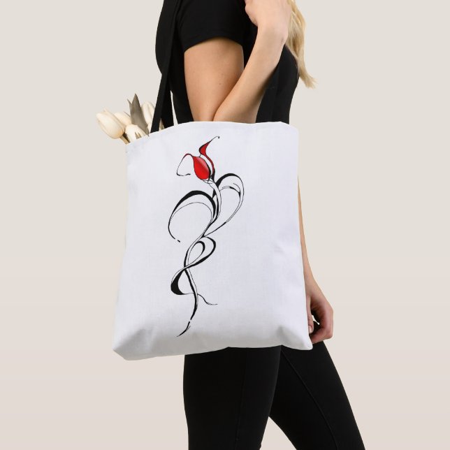 Bolso De Tela Gothic Red Rose Lady Surreal Tribal Tattoo Art (Detalle)
