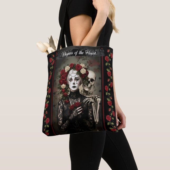 Bolso De Tela Gothic Rose Queen – Dark Romantic Art with Skeleto (Detalle)