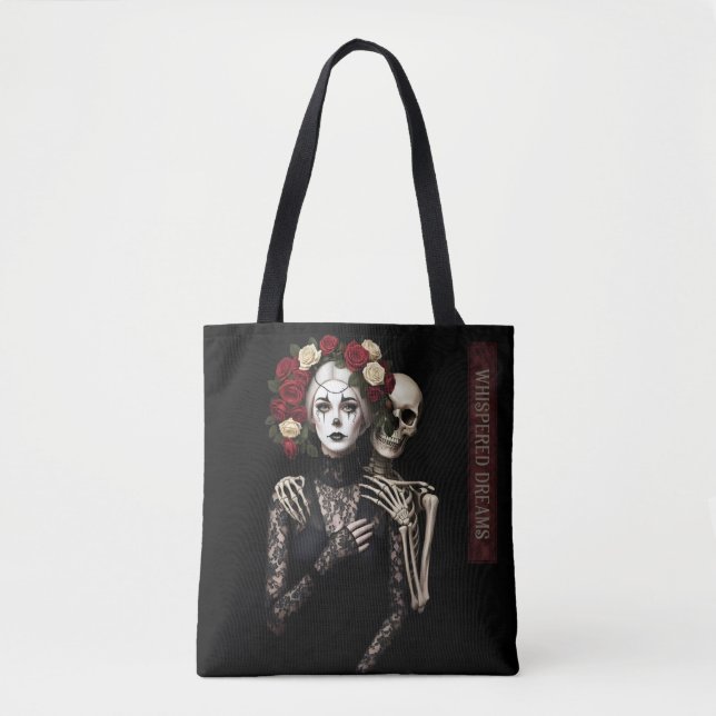 Bolso De Tela Gothic Rose Queen – Dark Romantic Art with Skeleto (Anverso)