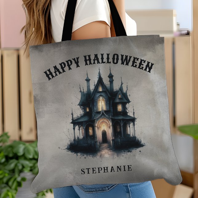 Bolso De Tela Gothic Victorian Haunted House Happy Halloween  (Subido por el creador)