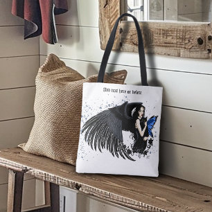 Bolso De Tela Gótico Angel Wings Black Cat