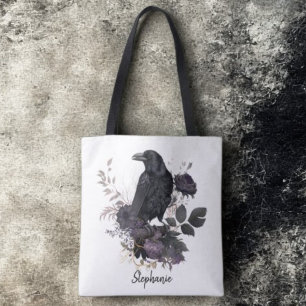 Bolso De Tela Gótico Cuervo Académica Oscura Floral