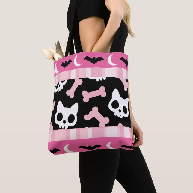 Bolso De Tela Gótico dulce Halloween Cat & Bat (Detalle)